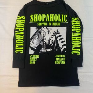 Fashion Nova Shopaholic graphic long sleeve